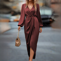 Leona - Stilvolles Kleid mit Puffärmeln – Dunkelrot