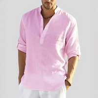 John - Gemütliches V-Ausschnitt-Shirt – Rosa