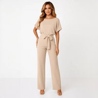 Nora - Stilvoller Jumpsuit mit Gürtel – Beige