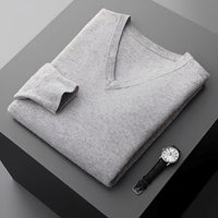 Walter - Bequemer V-Pullover – Grau