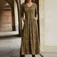 Sophie - Vintage-Kleid mit langen Ärmeln – Braun