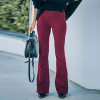 Walker - Elegante Hose mit weitem Bein – Weinrort