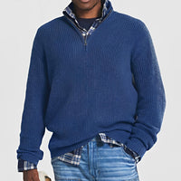 Constantine - Warmer Pullover mit halbem Zipper – Blau