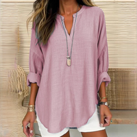 Eliza - Komfortable V-Ausschnitt-Bluse – Rosa