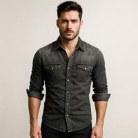 Maxime - Bequemes Langarm-Poloshirt – Schwarz