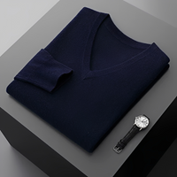 Walter - Bequemer V-Pullover – Dunkelblau