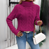Amélie - Komfortabler Rollkragenpullover – Rosa Rot