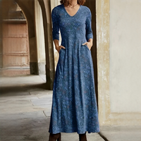Sophie - Vintage-Kleid mit langen Ärmeln – Blau