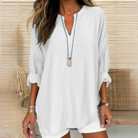 Eliza - Komfortable V-Ausschnitt-Bluse – Weiß