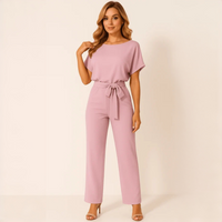 Nora - Stilvoller Jumpsuit mit Gürtel – Hellrosa