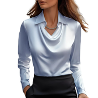 Dionne - Bequeme Langarmbluse – Blau