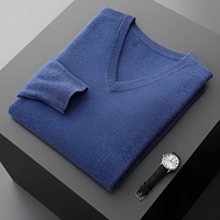 Walter - Bequemer V-Pullover – Blau