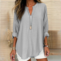 Eliza - Komfortable V-Ausschnitt-Bluse – Grau