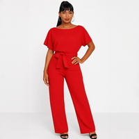 Nora - Stilvoller Jumpsuit mit Gürtel – Rot