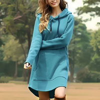 Juris - Modisches Kurzes Kleid mit Kapuze – Blau