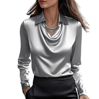 Dionne - Bequeme Langarmbluse – Silber
