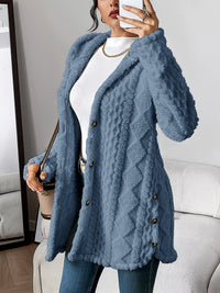 Sophia | Kuschelige Plüsch Strickjacke – Denimblau