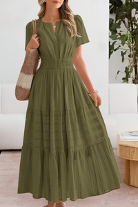 Damen Boho Breeze Midi Kleid – Grün