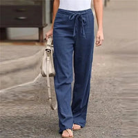 ALENA - GERADER HOSE MIT GUMMIBUND UND SCHLEIFE – Dunkelblau