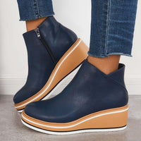 Alma | Reißverschluss Stiefelette mit modernem Plateau – Blau