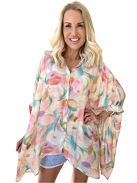 Jessa - Flatterhafte Tunika mit abstrakter floraler Eleganz – Rosa
