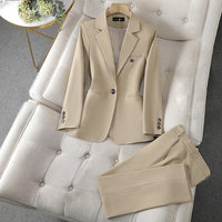 EVELINE - ELEGANTES BLAZER-SET MIT HOSE – Beige