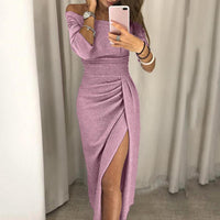 Amina Kleid | Elegantes Maxikleid mit Schlitz – Rosa