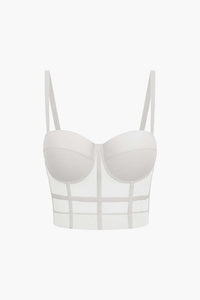 Andrea | Luftiges Mesh Bustier Korsett Top – Weiß