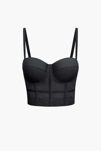 Andrea | Luftiges Mesh Bustier Korsett Top – Schwarz
