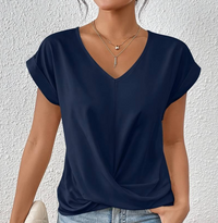 Angelika | Leichte Sommerbluse mit V Ausschnitt – Marine