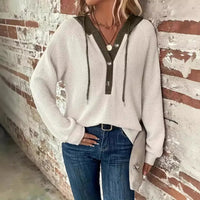 Angelina | Gemütliches Kontrast Kapuzensweatshirt – Beige