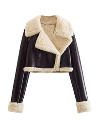 Anna | Elegante Kunstlederjacke für Damen Winter – Braun