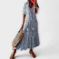Anna | Damen Bohemian Sommerkleid mit Fließender Silhouette – Dunkelblau