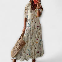 Anna | Damen Bohemian Sommerkleid mit Fließender Silhouette – Mehrfarbig