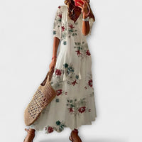 Anna | Damen Bohemian Sommerkleid mit Fließender Silhouette – Weiß