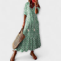 Anna | Damen Bohemian Sommerkleid mit Fließender Silhouette – Grün