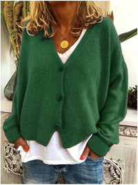 Anne | Warme Zeitlose Strickjacke – Grün