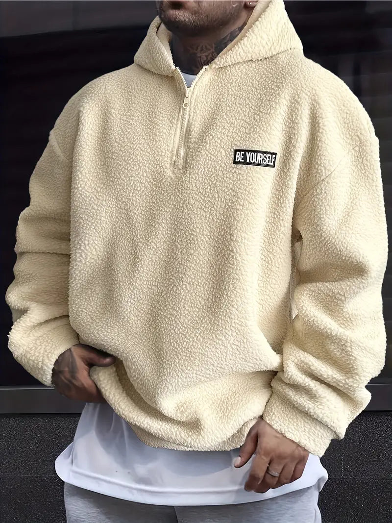 Shinaya | Lässiger Fleece-Kapuzenpullover für Männer - einfarbig, lange Ärmel