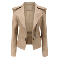 Schlanke Passform Bikerjacke für Damen | Lässig – Aprikose