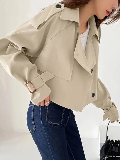 Clirae | Einreihiger Trenchcoat – Eleganter Stil mit Knopfdekor und Reverskragen