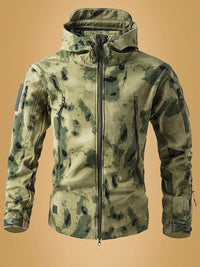 Livia | Stilvoller Stehkragen-Pullover Herren – Grüner Camouflage