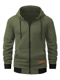 Reignora | Lässiges Herren-Sweatshirt mit Kapuze aus Strickstoff und Reißverschluss – Oliv