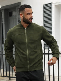 Liashan | Herren Vintage-inspirierte Fleecejacke aus Wildleder – Casual Zip-Up – Oliv