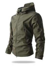 Shilanya | Herren Kapuzen-Windjacke mit Reißverschluss - lässige taktische Jacke – Oliv