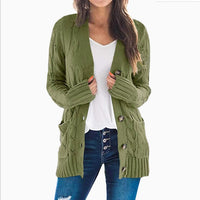 Lässiger Cardigan für Damen | Langarm – Olivgrün