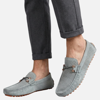 Wolfgang | Herren Atmungsaktive Sommer Loafer Perforation – Perforierte Loafer Herren – Grau