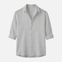 Thorsten | Herren Atmungsaktives Leinen Hemd Relaxed Fit Kragen – Leinen Hemd Kragen – Hellgrau