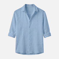 Thorsten | Herren Atmungsaktives Leinen Hemd Relaxed Fit Kragen – Leinen Hemd Kragen – Blau