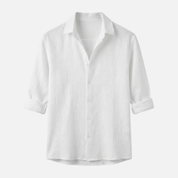Thorsten | Herren Atmungsaktives Leinen Hemd Relaxed Fit Kragen – Leinen Hemd Kragen – Weiß
