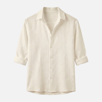 Thorsten | Herren Atmungsaktives Leinen Hemd Relaxed Fit Kragen – Leinen Hemd Kragen – Beige